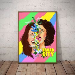 movie poster, film poster, broad city poster, wall art, wall decor, prints, home decor, bold city comedy prints