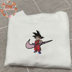 NIKE X Son Goku Embroidered Sweatshirt, Dragon Ball Anime Embroidered Sweatshirt, Anime Embroidered Crewneck, Best-selli