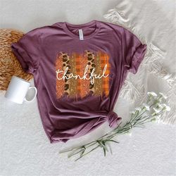thankful leopard print shirt,thankful fall shirt,2022 thanksgiving outfit,autumn pumpkin shirt,thanksgiving apparel,than