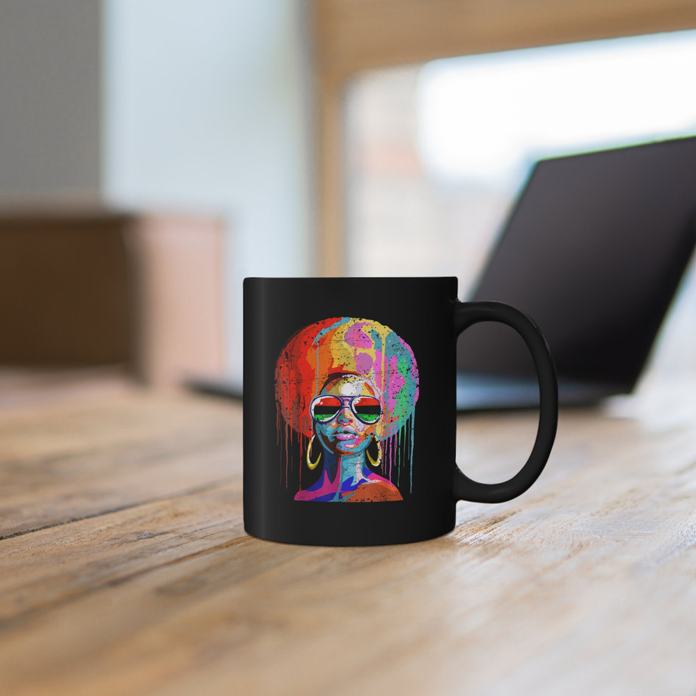Black Woman Mug, Black Queen Afro Melanin Mug, Black Juneteenth Girl Mug, Black Queen Coffee and Tea Mug, Mother's Day Black Mom Gift Mug - 2.jpg