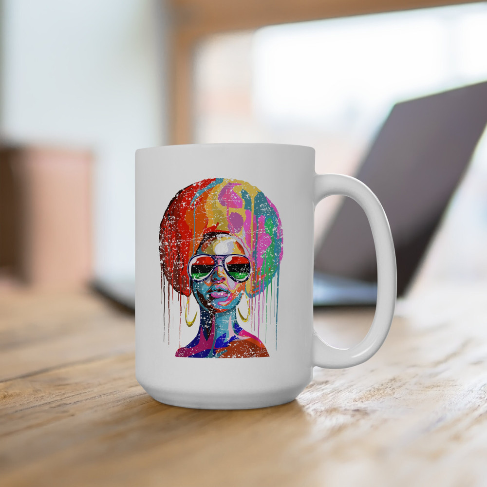 Black Woman Mug, Black Queen Afro Melanin Mug, Black Juneteenth Girl Mug, Black Queen Coffee and Tea Mug, Mother's Day Black Mom Gift Mug - 3.jpg