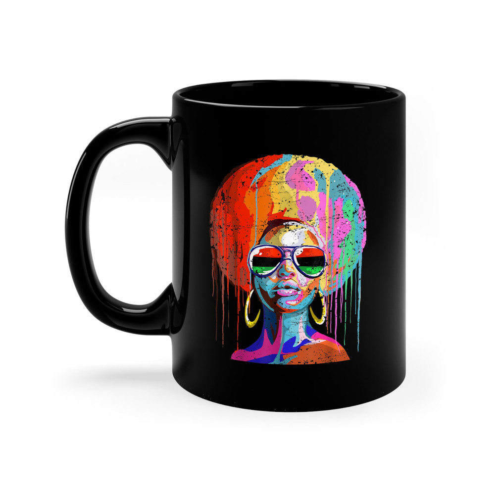 Black Woman Mug, Black Queen Afro Melanin Mug, Black Juneteenth Girl Mug, Black Queen Coffee and Tea Mug, Mother's Day Black Mom Gift Mug - 4.jpg
