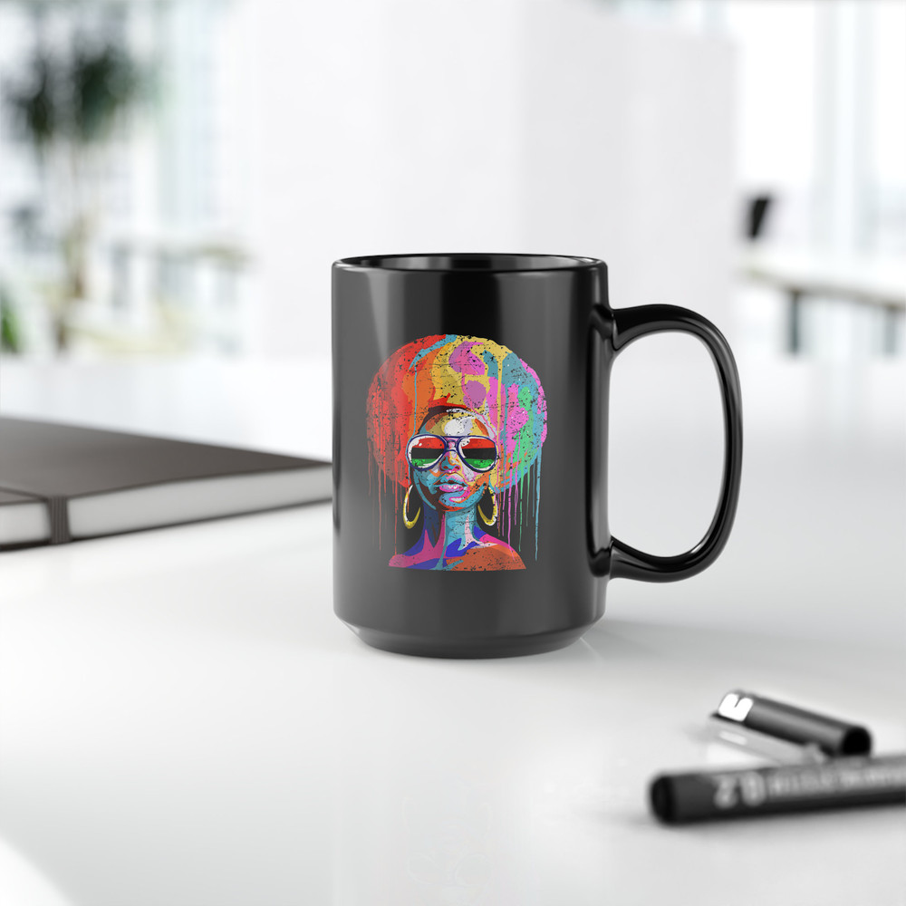 Black Woman Mug, Black Queen Afro Melanin Mug, Black Juneteenth Girl Mug, Black Queen Coffee and Tea Mug, Mother's Day Black Mom Gift Mug - 5.jpg