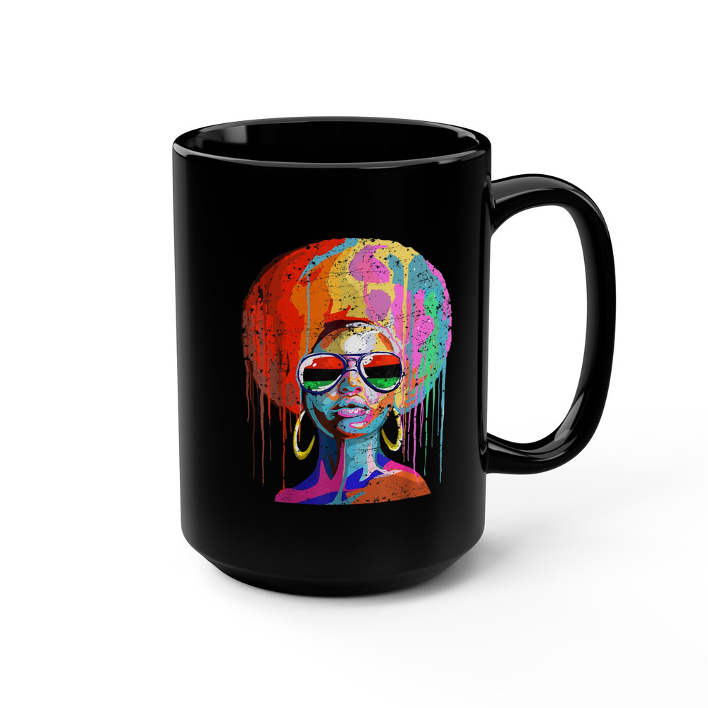 Black Woman Mug, Black Queen Afro Melanin Mug, Black Juneteenth Girl Mug, Black Queen Coffee and Tea Mug, Mother's Day Black Mom Gift Mug - 7.jpg