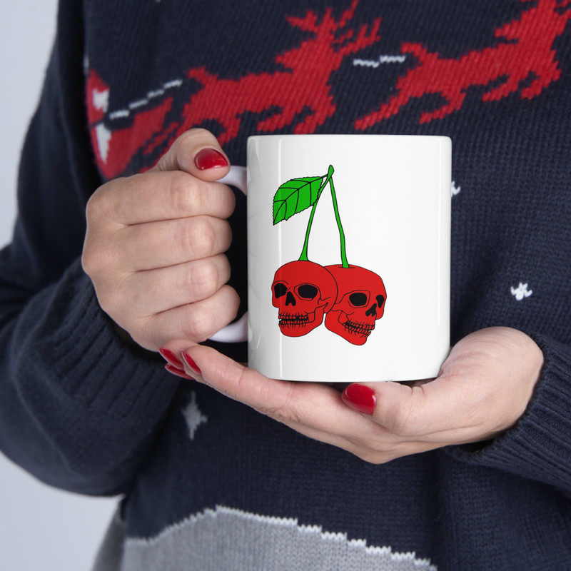 Cherry Skull Mug, Funny Skull Mug, Cute Skull Mug, Funny Cherry Mug, Halloween Cherry Skull Mug, Cherry Lover Gift Mug, Halloween Gift Mug - 3.jpg