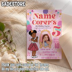 editable photo gracies corner birthday invitation template, printable birthday party invitations, digital kids party