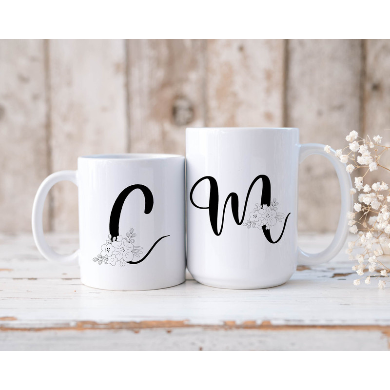 Floral Alphabet Mug, Custom Alphabet Gift Mug, Woman Gift Mug, Ceramic Mug, Personalized Alphabet Mug, Coffee Mug, Initial Mug, Letter Mug - 3.jpg