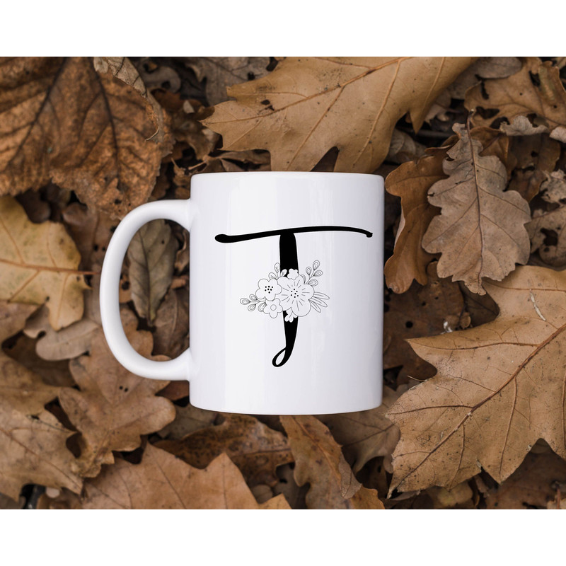 Floral Alphabet Mug, Custom Alphabet Gift Mug, Woman Gift Mug, Ceramic Mug, Personalized Alphabet Mug, Coffee Mug, Initial Mug, Letter Mug - 4.jpg