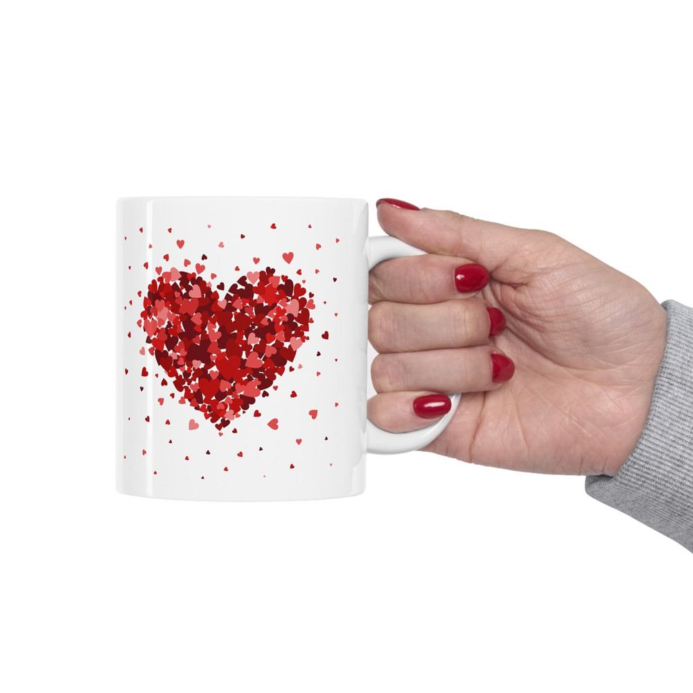 Heart Design Mug, Valentine's Day Gift Mug, Hearts Coffee Mug, Cute Hearts Ceramic Mug, Valentine Day Gift Mug, Coffee Lover Gift Mug - 1.jpg