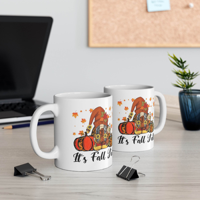 It's Fall Yall Mug, Fall Coffee Mug, Fall Gnome Mug, Cute Fall Ceramic Mug - 4.jpg