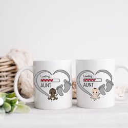 loading aunt mug, loading aunt hearts mug, new aunt gift mug, parent to be gift mug,