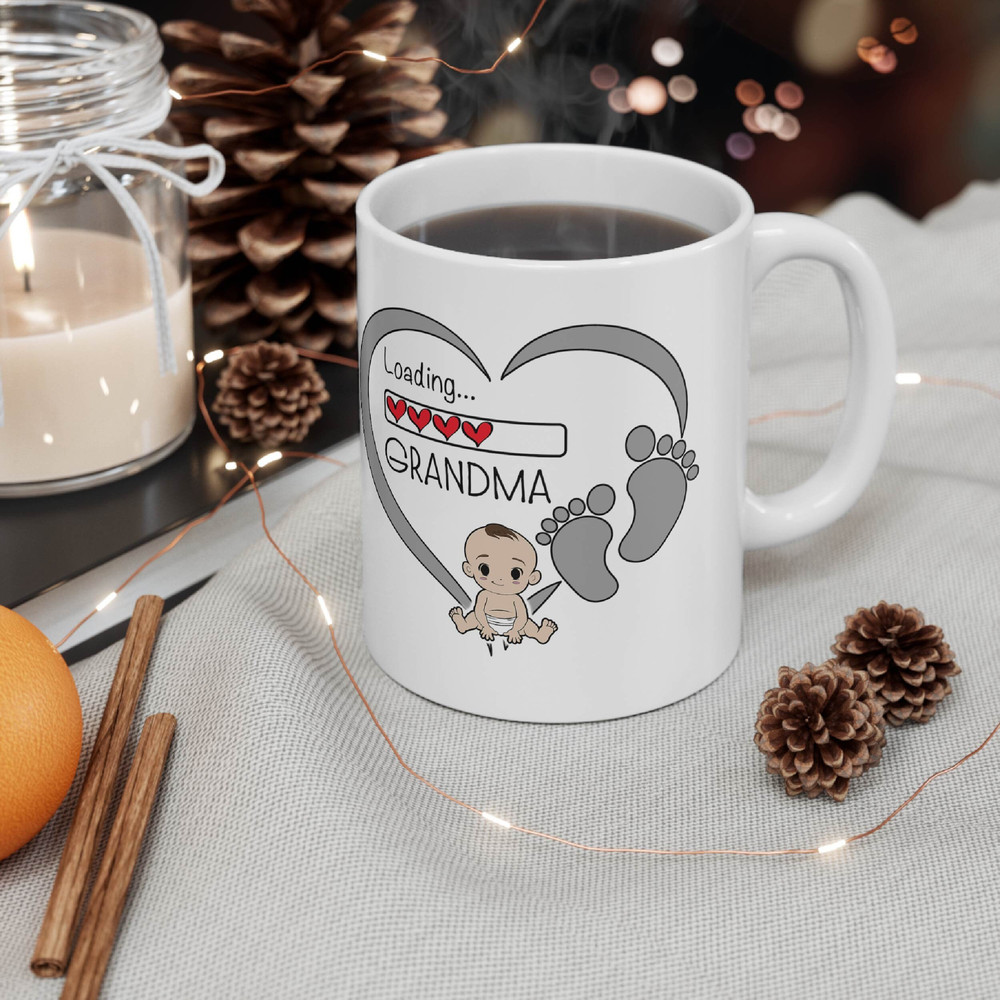 Loading Grandma Mug, Loading Grandma Hearts Mug, New Grandma Gift Mug, Parent to be Mug, Baby on the Way Mug, Pregnancy Announcement Mug - 2.jpg