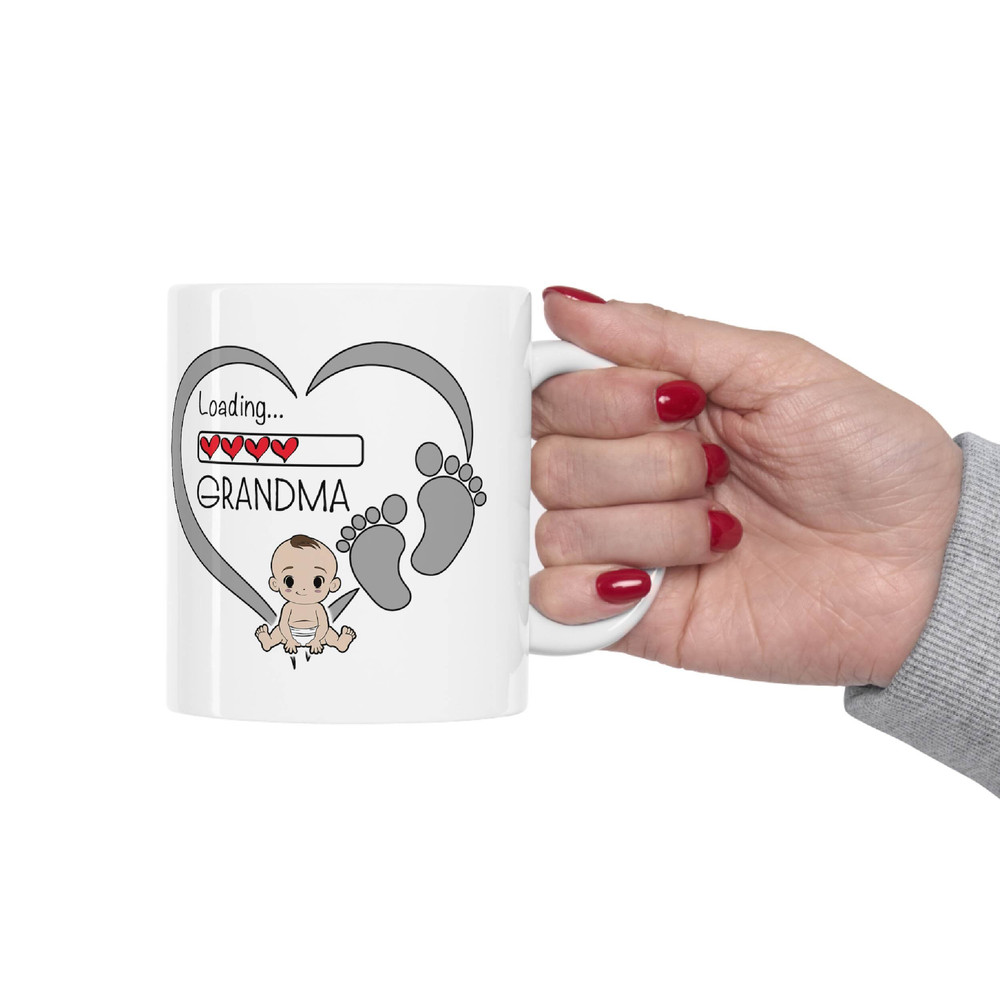 Loading Grandma Mug, Loading Grandma Hearts Mug, New Grandma Gift Mug, Parent to be Mug, Baby on the Way Mug, Pregnancy Announcement Mug - 5.jpg