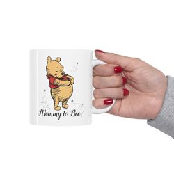 mommy to bee mug, pregnancy reveal mug, disney pooh mommy mug, gift for mom coffee mu