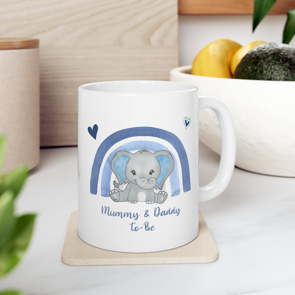 Mummy & Daddy To Be Elephants Mug, Boy Mummy and Daddy Mug, Expectant Parents Gift Mug, Baby Shower Mug, Pregnancy Reveal  Ceramic Mug - 2.jpg