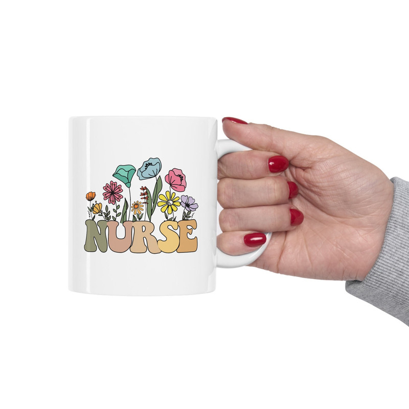 Nurse Mug, Nurse Coffee Mug, Nurse Flowers Ceramic Mug, Nurse week Gift Mug, Nurse Tea Mug - 1.jpg