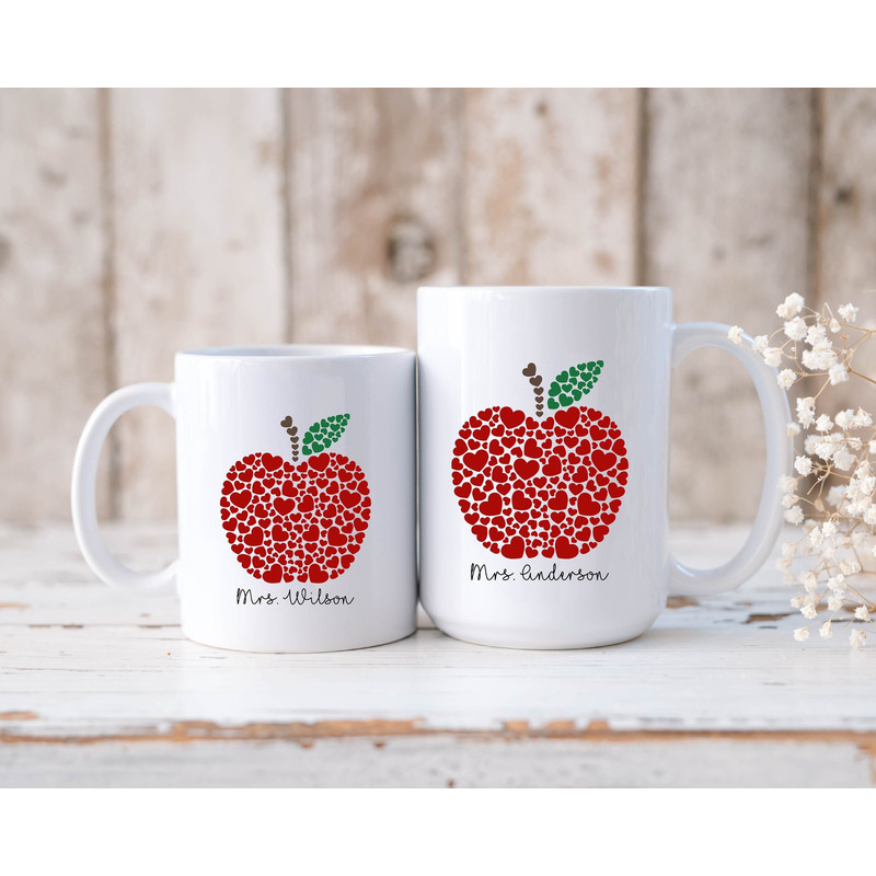 Personalized Apple Mug, Teacher Mug, Back to School Mug, Custom Teaching Mug, Kindergarten Teacher Mug, Custom Teacher Mug, Teacher Gift Mug - 2.jpg