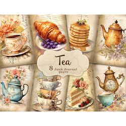 Tea Junk Journal Kit | Vintage Digital Collage Sheet