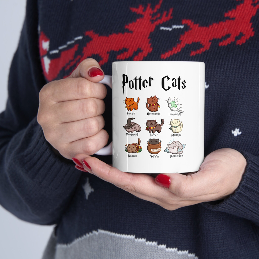 Potter Cats Mug, Harry Pawter Kitten Mug, Funny Gift for Cat Lover Mug, Catty Potter Gift White Ceramic Mug, Famous Movie Mug, Wizard Mug - 3.jpg