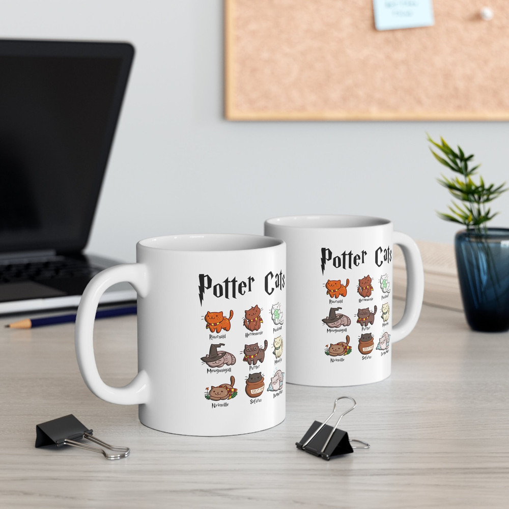 Potter Cats Mug, Harry Pawter Kitten Mug, Funny Gift for Cat Lover Mug, Catty Potter Gift White Ceramic Mug, Famous Movie Mug, Wizard Mug - 4.jpg