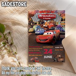 Cars Birthday Invitation | Lightning McQueen Invitation, Kids Birthday Invitation | Editable Personalized Canva