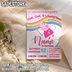 Peppa Pig Birthday invitation | Peppa Pig Invitation | Peppa Pig Party Kids Invite | Printable and Editable Canva