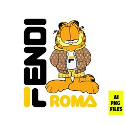garfield fendi png, fendi brand logo png, garfield png, cat png, cartoon png, fashion brand png, ai digital file