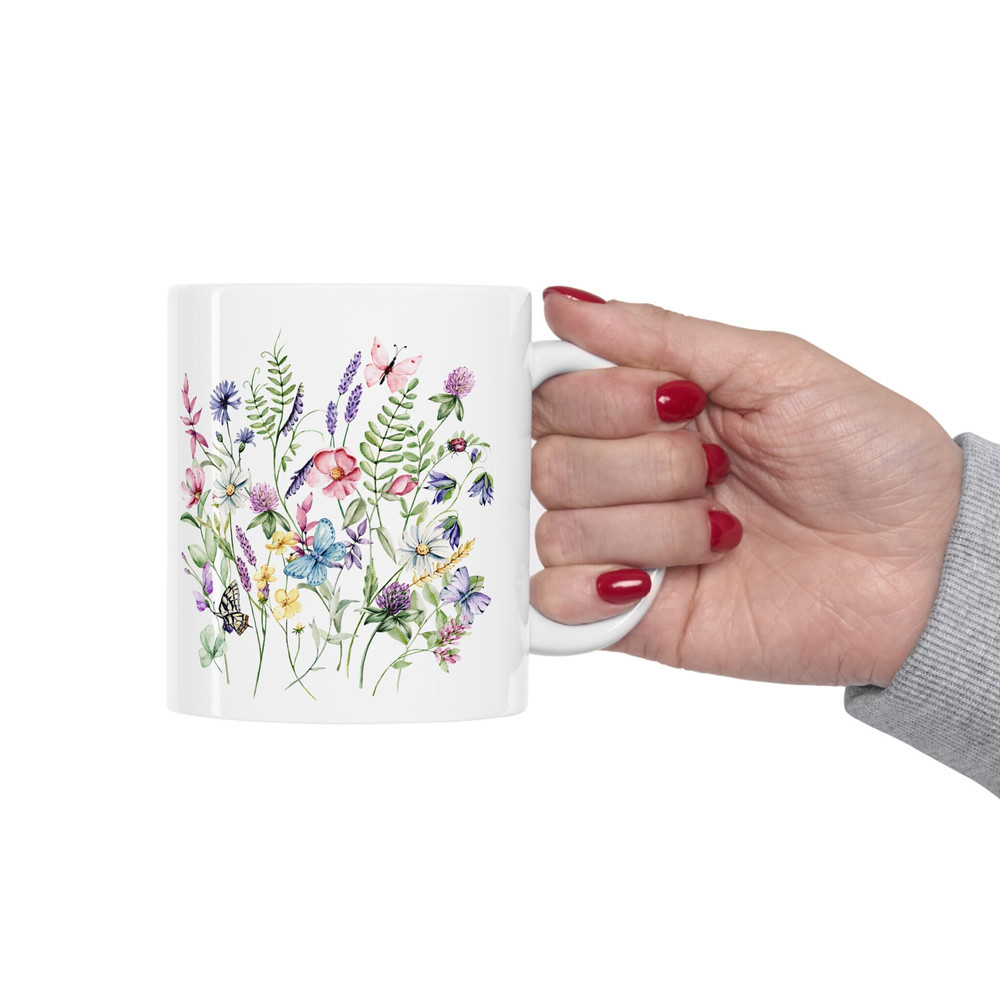 Wildflowers Mug, Flowers Ceramic Mug, Flower Garden Lover Gift Mug, Cute Mug, Wildflowers Coffee and Tea Mug - 1.jpg