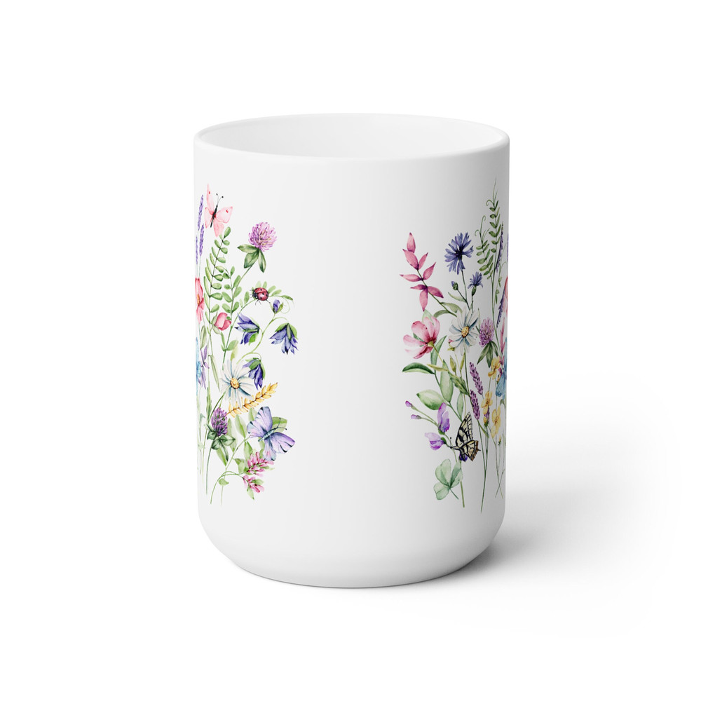 Wildflowers Mug, Flowers Ceramic Mug, Flower Garden Lover Gift Mug, Cute Mug, Wildflowers Coffee and Tea Mug - 3.jpg