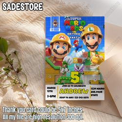 super mario birthday invitation, super mario birthday invitation digital, printable birthday invitation, canva template