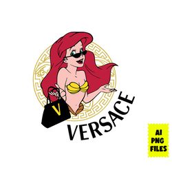 ariel versace png, versace logo png, ariel png, princess ariel png, disney png, fashion brand png, ai digital file