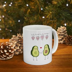 Avocado Lover Ceramic Mug 11oz, 15oz, Mug Gift for Love, Gift Mug for Valentines