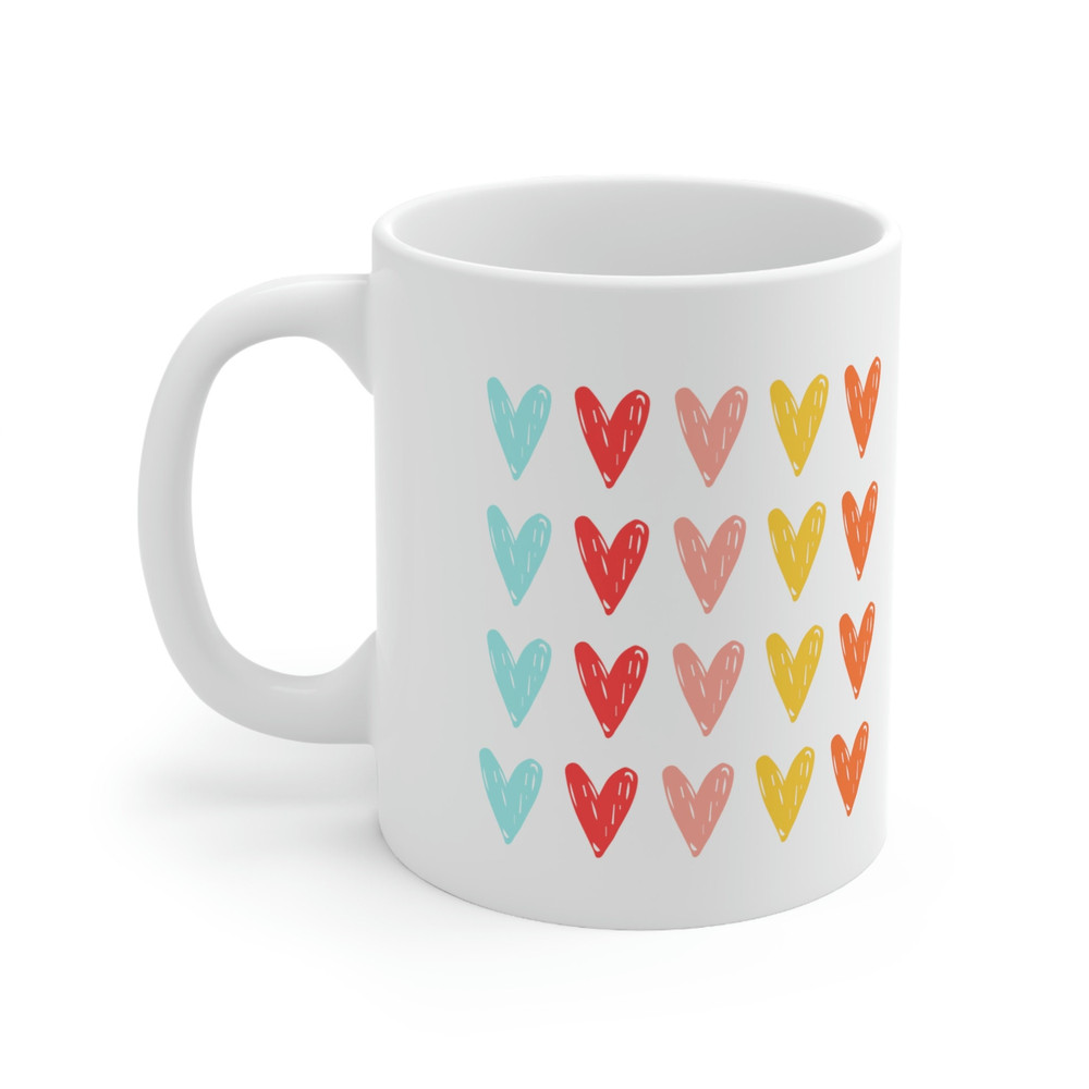 Colorful Hearts Ceramic Mug 11oz, Mug Gift for Love, Gift for Valentine's, Positivity Mug 11oz - 3.jpg