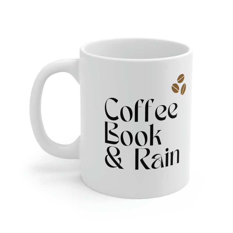 Coffee, books and rain coffee mug, ceramic tea cuppa with cute love design, gifts for her, personalized gifts - 3.jpg