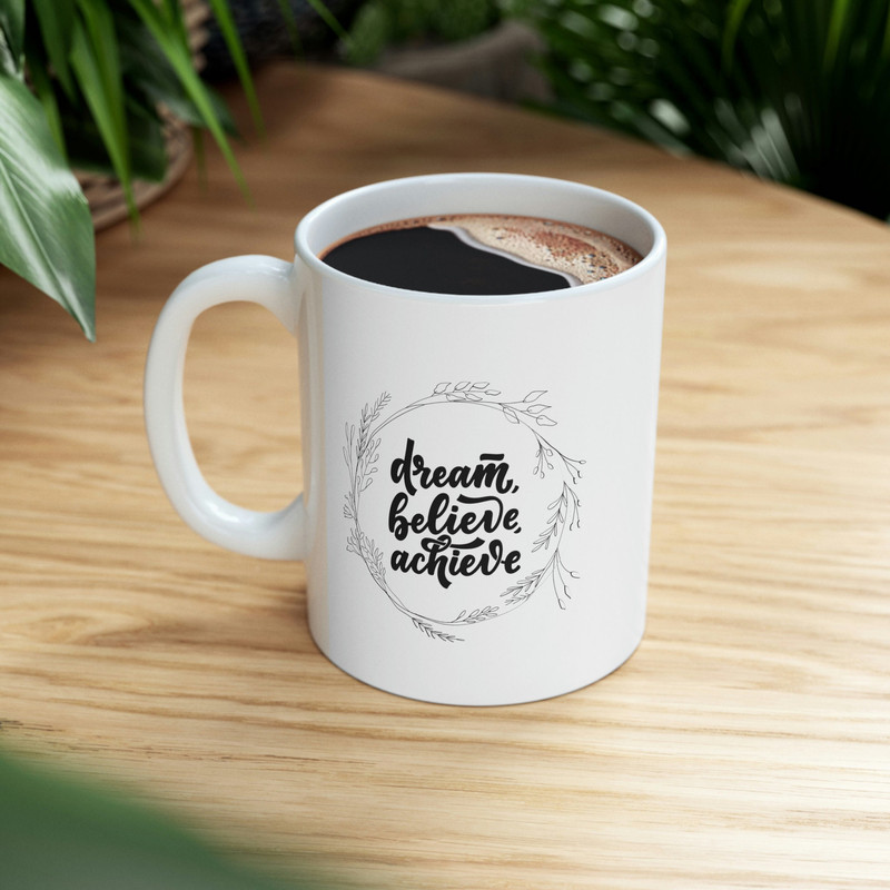 Dream, believe, achieve coffee mug, gift for coffee lover, personalized gift - 1.jpg