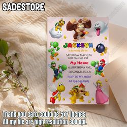editable birthday invitation digital, super brothers evite, editable in canva printable download, video game kid invite