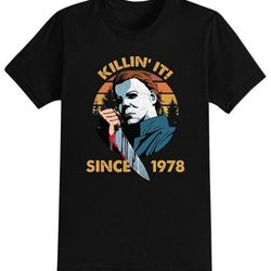 killing it since 1978 halloween t-shirt for men, women & kids 100 cotton black shirt, funny scary t-shirts, horror movi