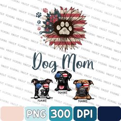 Personalized American Dog Mom Sunflower Png, 4th Of July Gift, 4th Of July Independence Day Custom Dogs Name Png, Gift