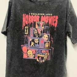 i freaking love horror movies tee | emo horror tee | funny halloween t-shirt | halloween movie shirt | halloween tee |