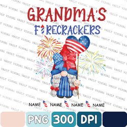 Personalized Gnome Grandma's Firecracker 4th Of July Png, Custom Rocket Kids Name Png For Mom Grandma Nana Mimi Png