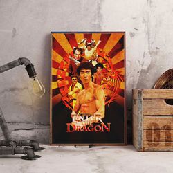 movie poster, film poster, enter the dragon poster, wall art, wall decor, prints, home decor, the dragon strikes prints
