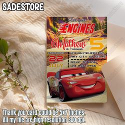 cars birthday invitation, lightning mcqueen invitation, kids birthday invitation, editable and printable digital invite