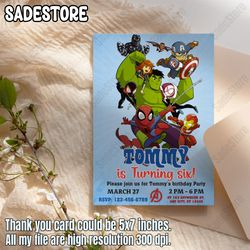 editable avengers birthday invitation template, printable birthday party invitation, digital kids party template, avenge