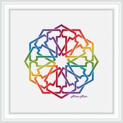 Cross stitch pattern Mandala Celtic knot geometric rainbow ethnic ornament panel abstract pillow counted patterns PDF