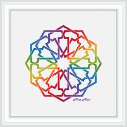 cross stitch pattern mandala celtic knot geometric rainbow ethnic ornament panel abstract pillow counted patterns pdf