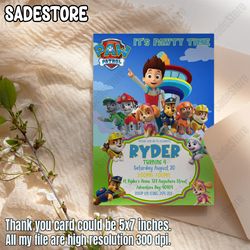 paw birthday invitation template, paw invitation, paw-ty birthday invite, editable invitation, digital file, instant