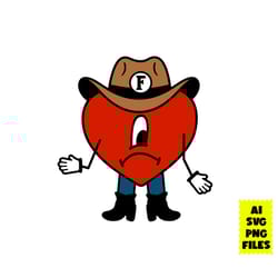 bad bunny grupo frontera svg, bad bunny svg, heart svg, cowboy svg, cartoon svg, ai digital file