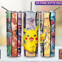 anime manga character tumbler, anime manga character skinny tumbler, anime tumbler, pokewmon skinny tumbler