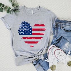 4th of july shirt, usa heart flag shirt, patriotic