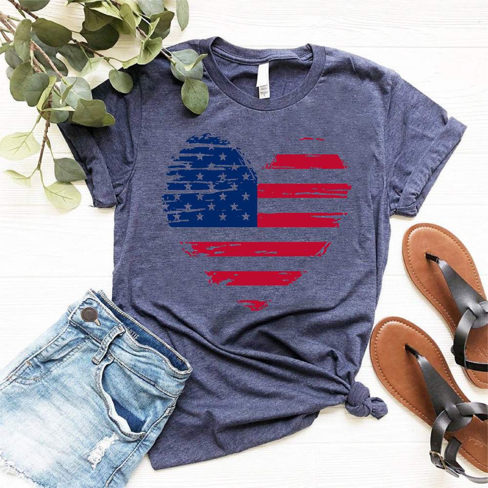 4Th Of July Shirt, USA Heart Flag Shirt, Patriotic Shirt, Independence Day Tee, American Flag Heart Shirt, USA Flag, Patriot, Red White Blue - 4.jpg